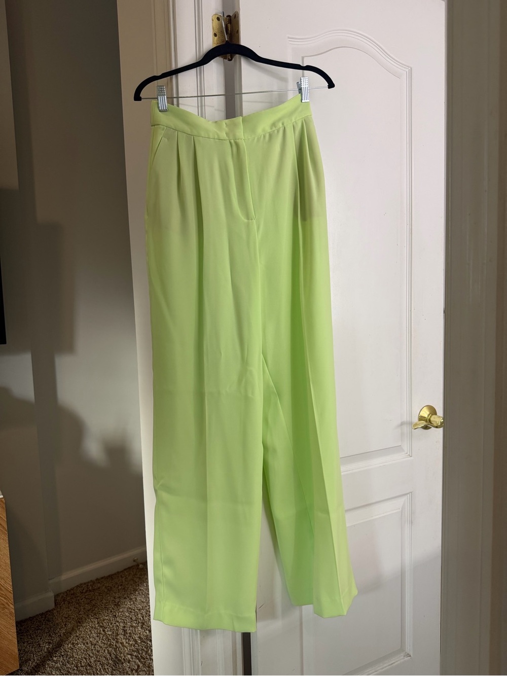 Zara High-Waist Wide-Leg Women’s Pants in Lime Green